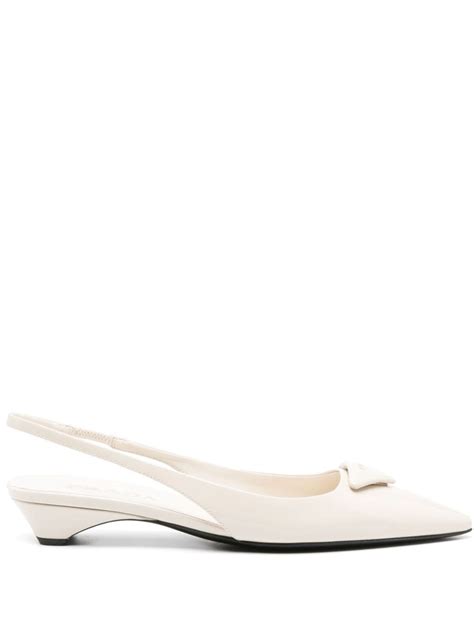 prada pump nude black 38|Prada Logo Patent Slingback Pump (Women) .